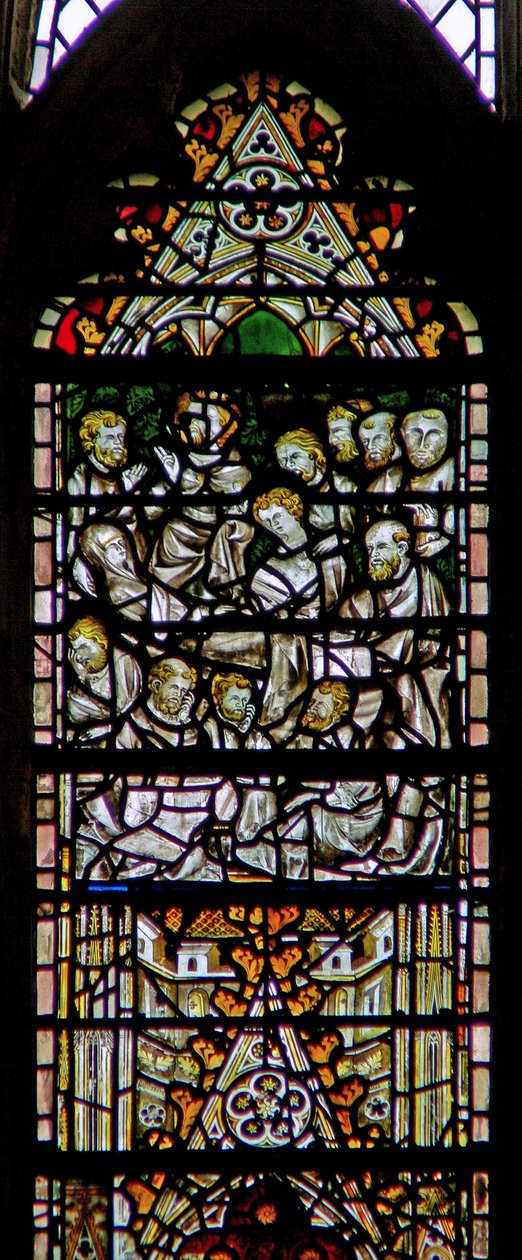 Fenêtre c7 représentant les funérailles de la Vierge Marie - English School