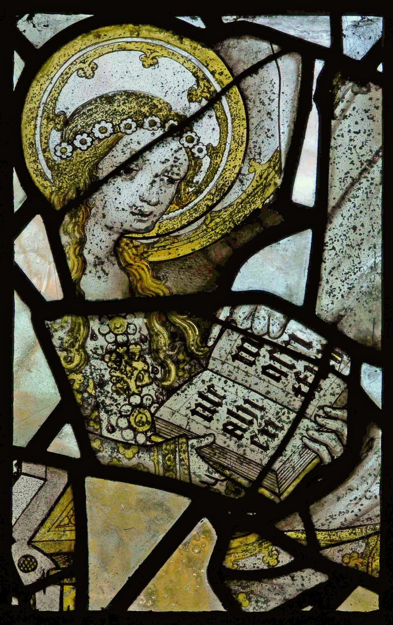 Vitrail représentant Sainte Anne enseignant la Vierge à lire (détail) - English School