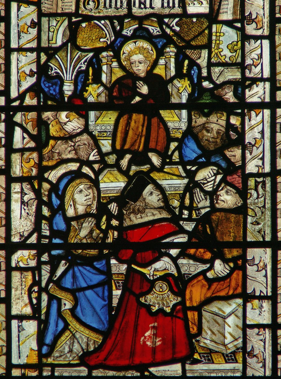 Fenêtre représentant les docteurs dans le Temple - English School