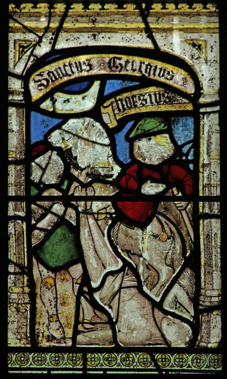 Fenêtre n°6 représentant Saint Georges traîné par un cheval sauvage - English School