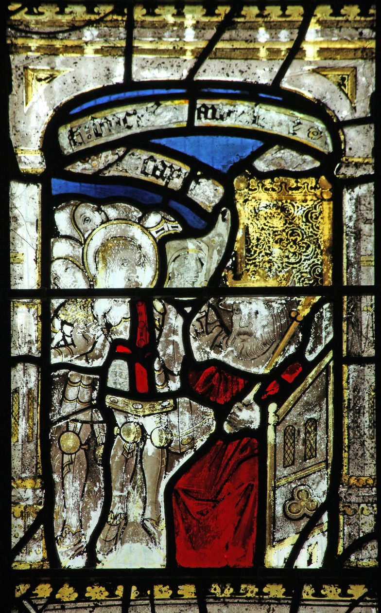 Fenêtre n°6 représentant Saint Georges conduit devant le roi - English School