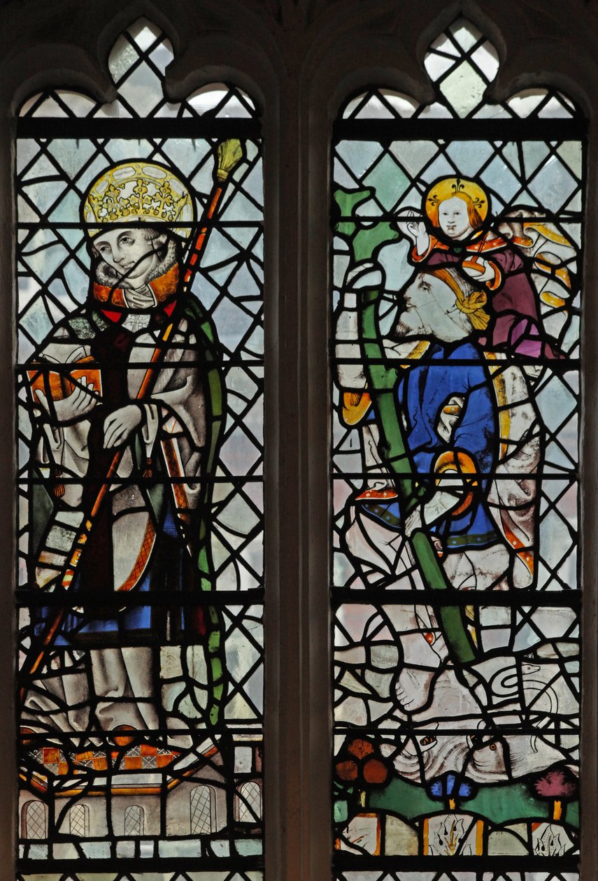 Fenêtre s4 représentant un saint roi et Saint Christophe - English School