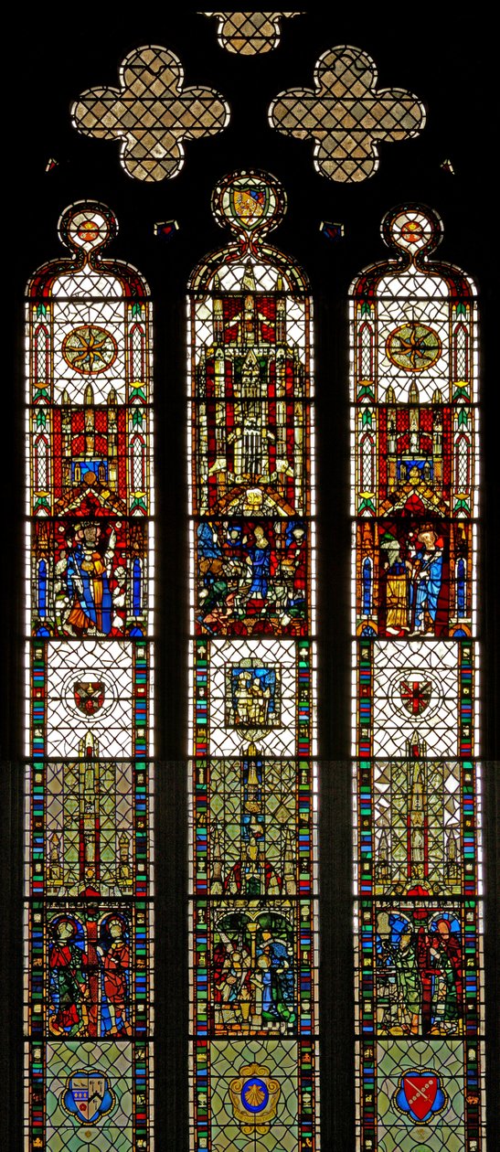 Fenêtre w31 représentant une fenêtre composite avec Saint Edmond, Saint Guillaume, Saint Georges, l