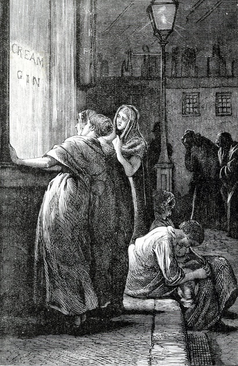 Femmes et consommation de gin, 19ème siècle - English School