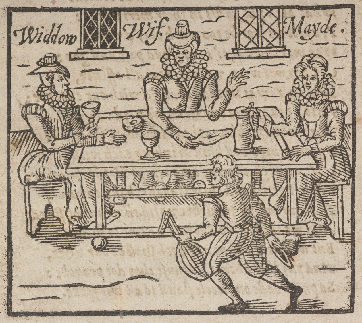 Gravure sur bois montrant des femmes assises autour d