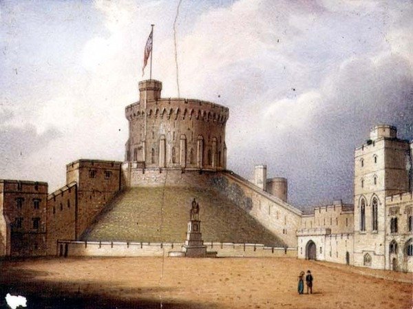 Plaque de Worcester représentant la Tour Ronde, Château de Windsor, une d