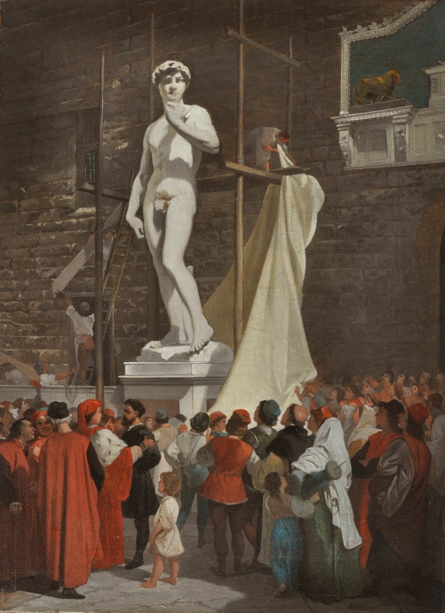 Michel-Ange dévoilant la statue de David, vers 1863 (huile sur toile) - Enrico Pollastini