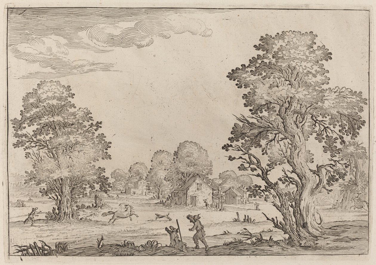 Paysage avec Chevaux en Fuite - Ercole Bazicaluva