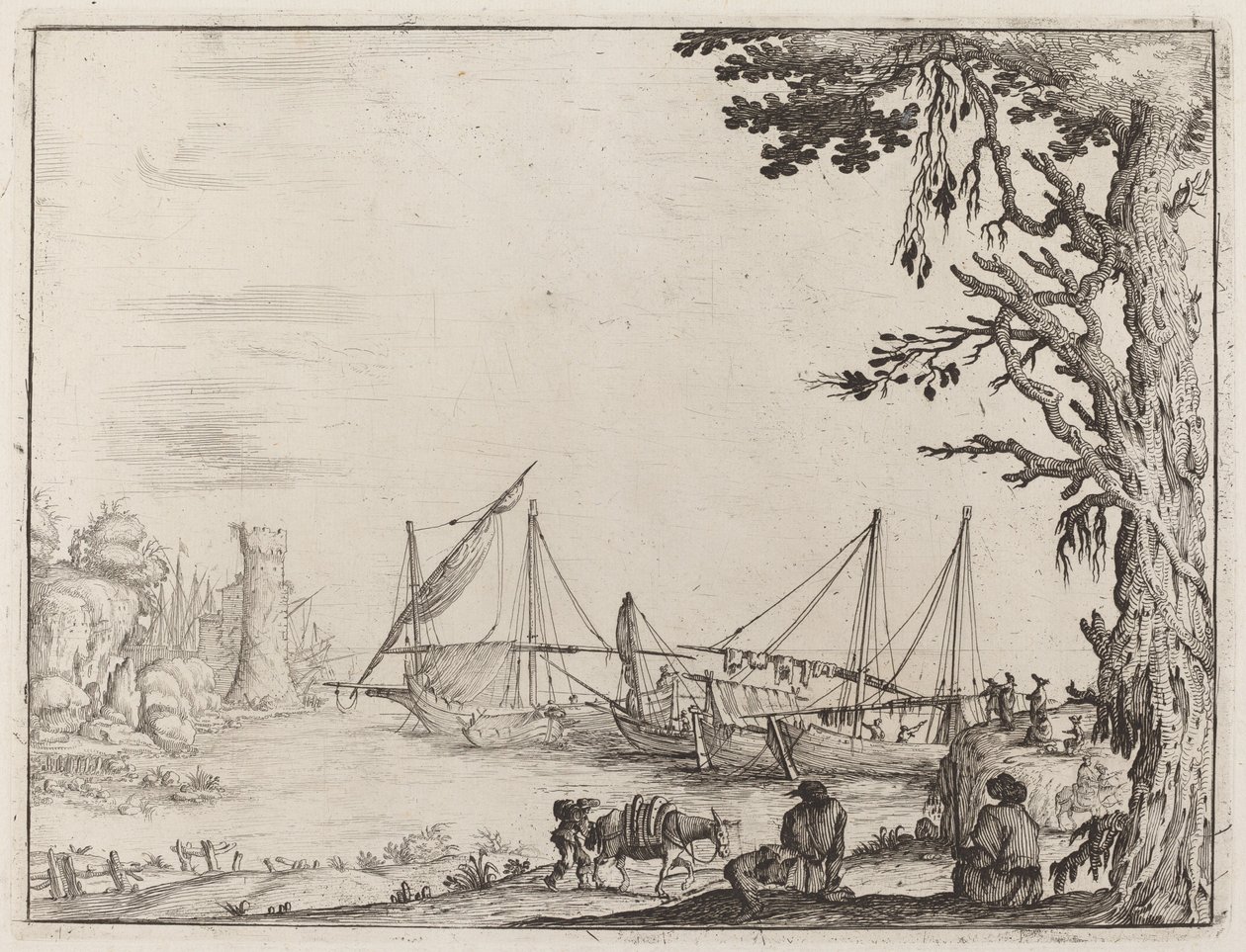 Port avec navires ancrés - Ercole Bazicaluva