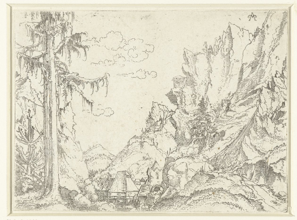 Paysage avec un village dans une vallée rocheuse - Erhard Altdorfer