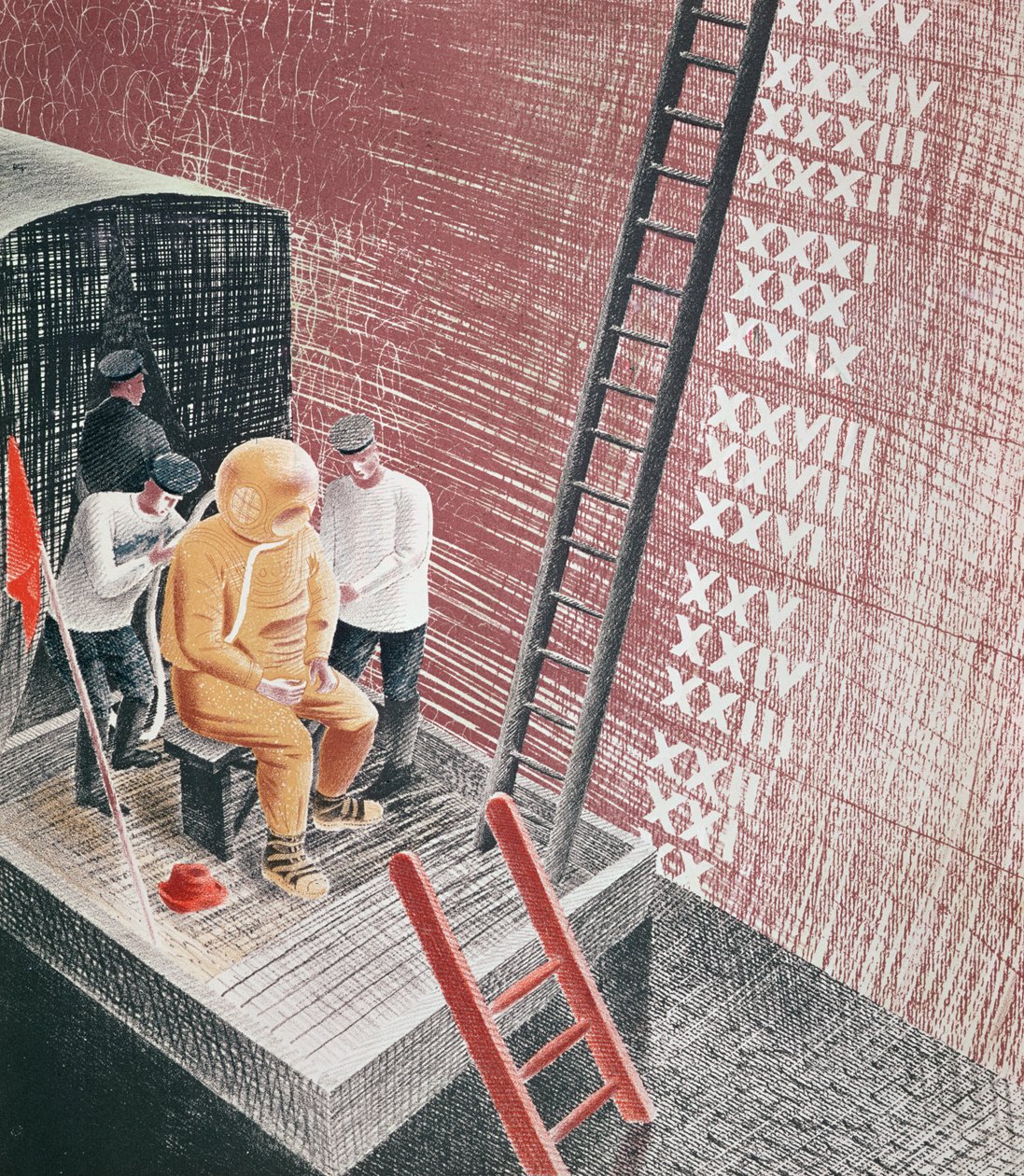 Plongeur préparé pour la descente - Eric Ravilious