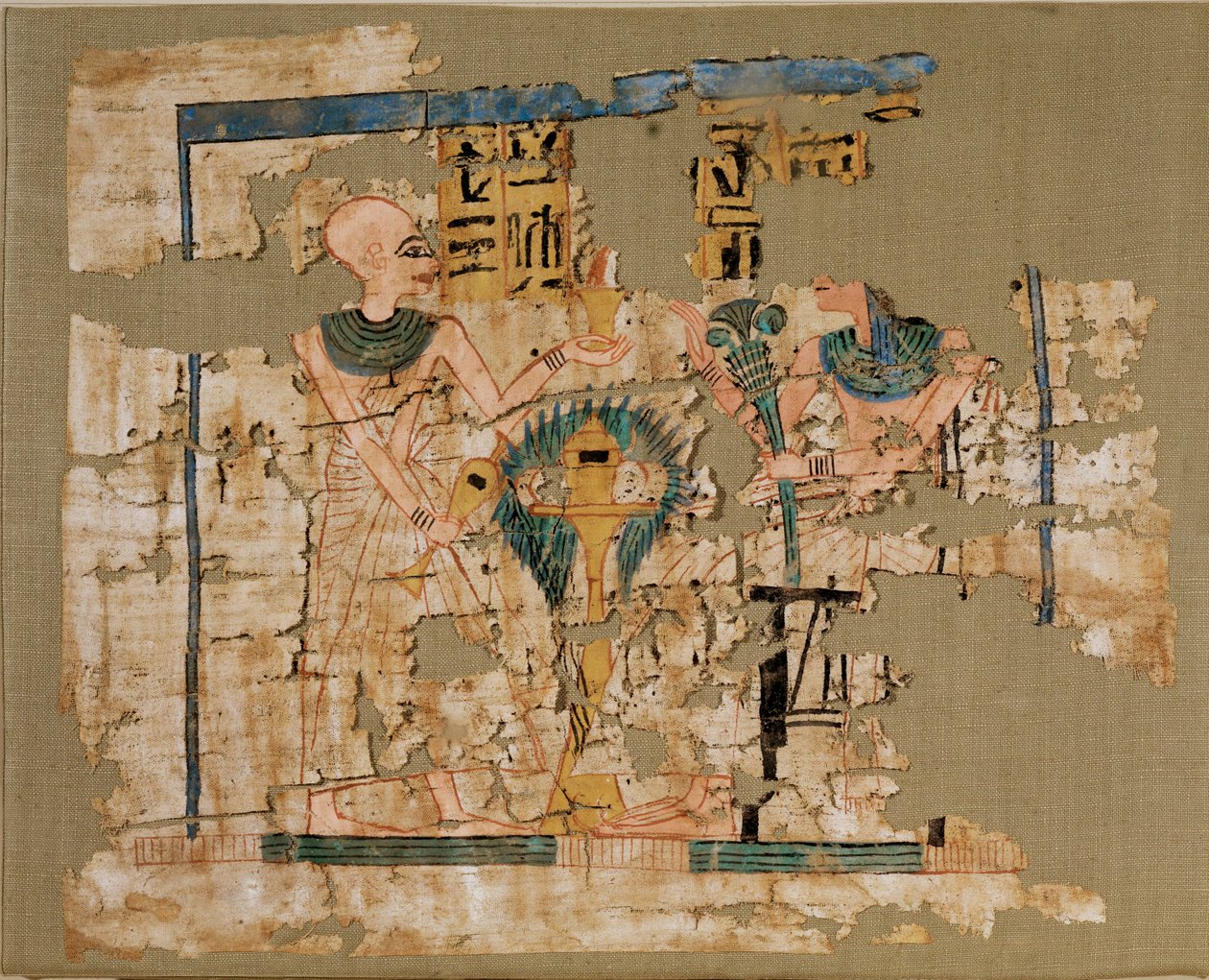 Tissu peint, provenant du cimetière oriental de Deir el-Medina ... - Erich Lessing