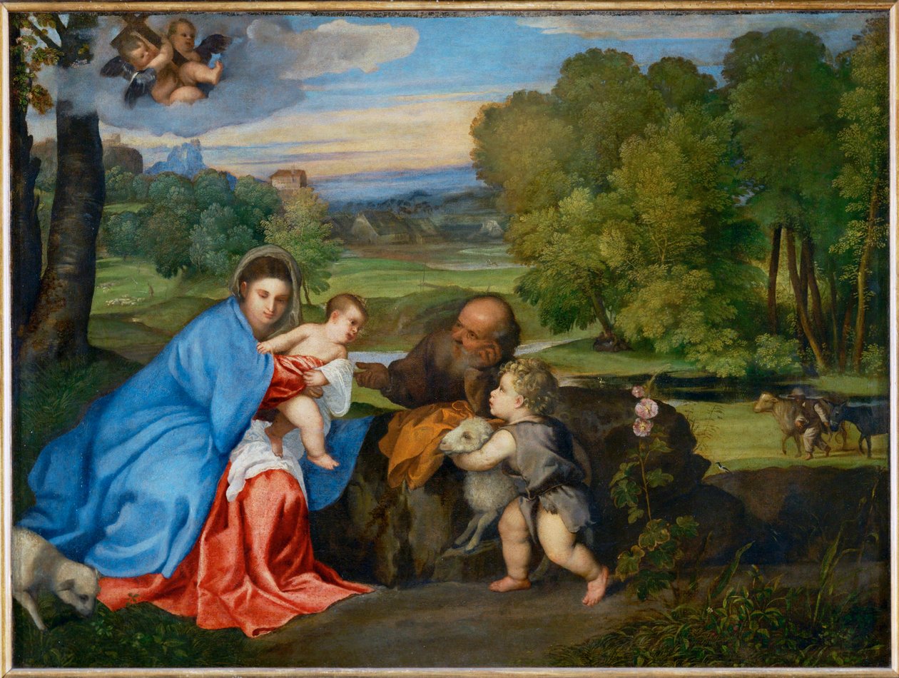 La Sainte Famille avec le jeune Saint Jean-Baptiste dans un paysage ... - Erich Lessing