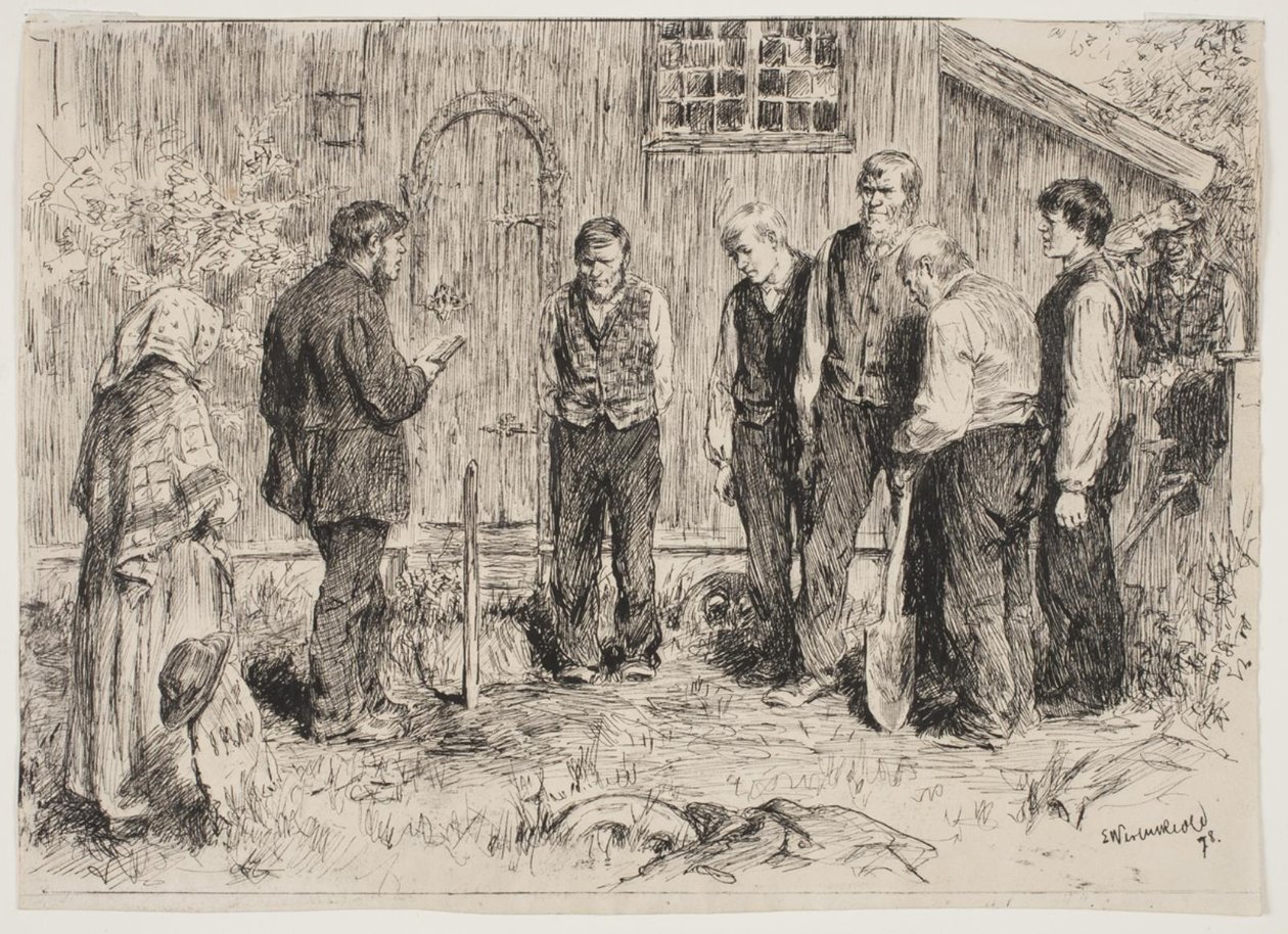 Un enterrement pauvre dans un village de montagne norvégien - Erik Theodor Werenskiold