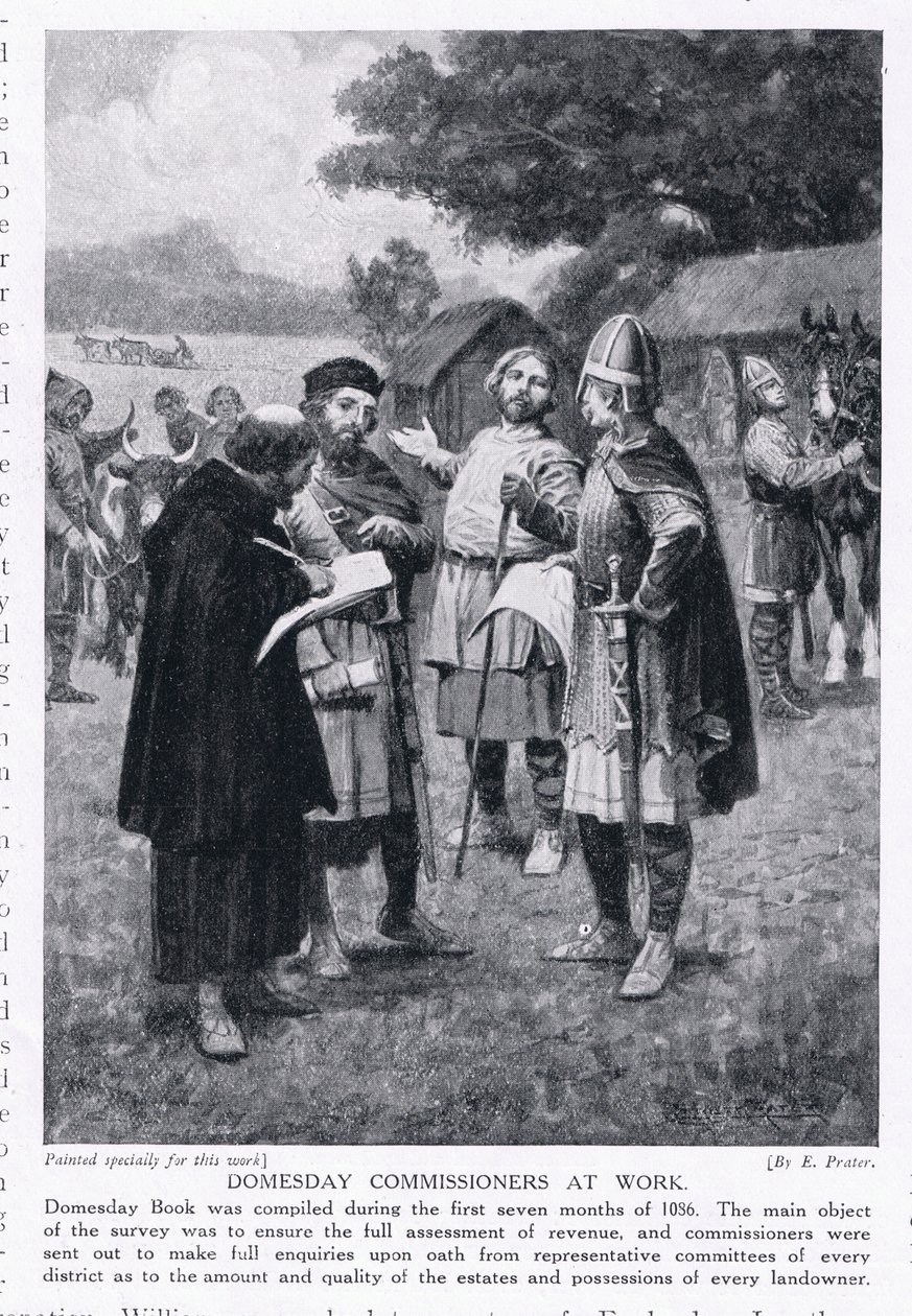 Les commissaires du Domesday au travail AD1086, années 1920 - Ernest Prater