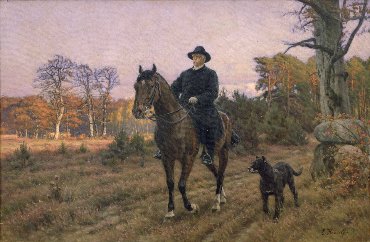 Bismarck à cheval avec un chien - Ernest Henseler