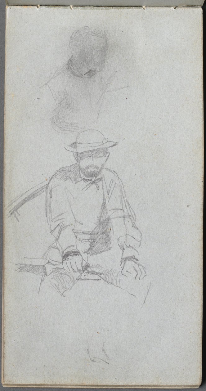 Carnet de croquis, page 30 : Figure masculine assise et figure de profil - Jean Louis Ernest Meissonier