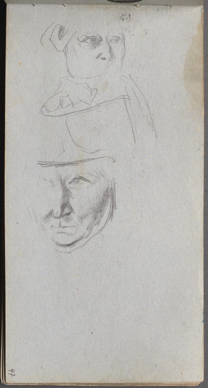 Carnet de croquis, page 47 : Études de trois visages - Jean Louis Ernest Meissonier