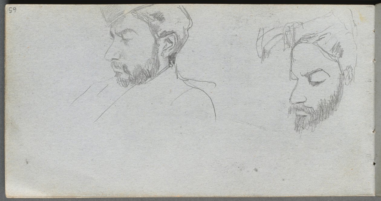 Carnet de croquis, page 65 : Étude de visages de profil - Ernest Meissonier