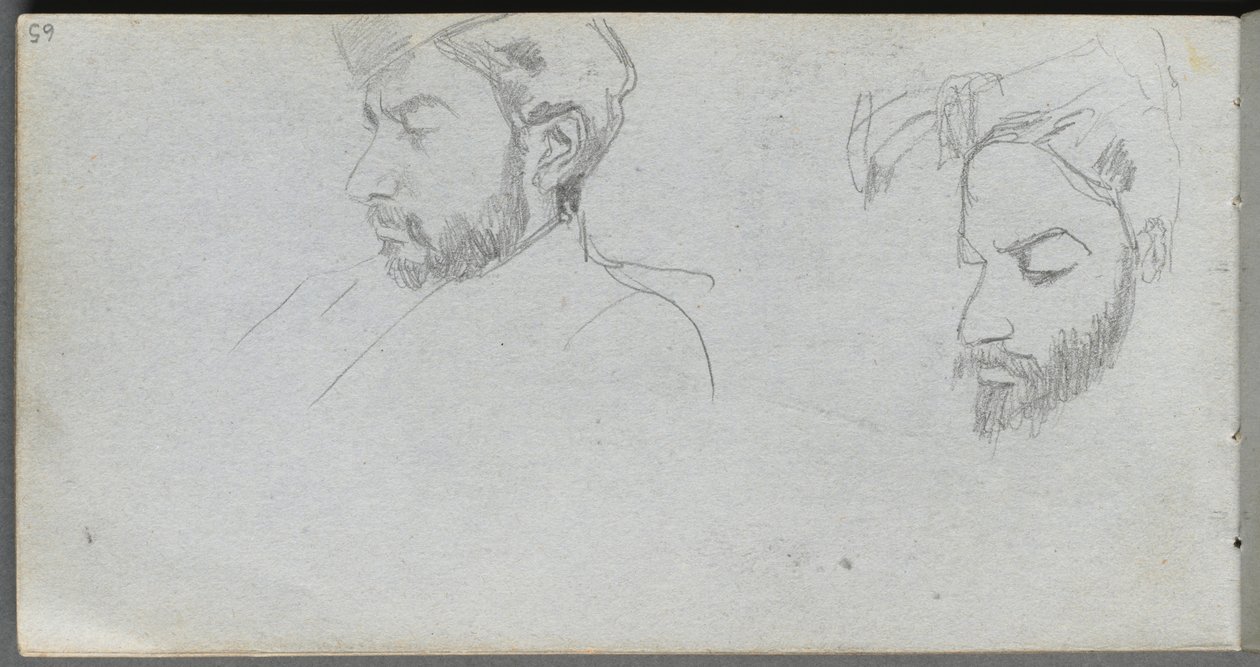 Carnet de croquis, page 65 : Étude de visages de profil - Jean Louis Ernest Meissonier