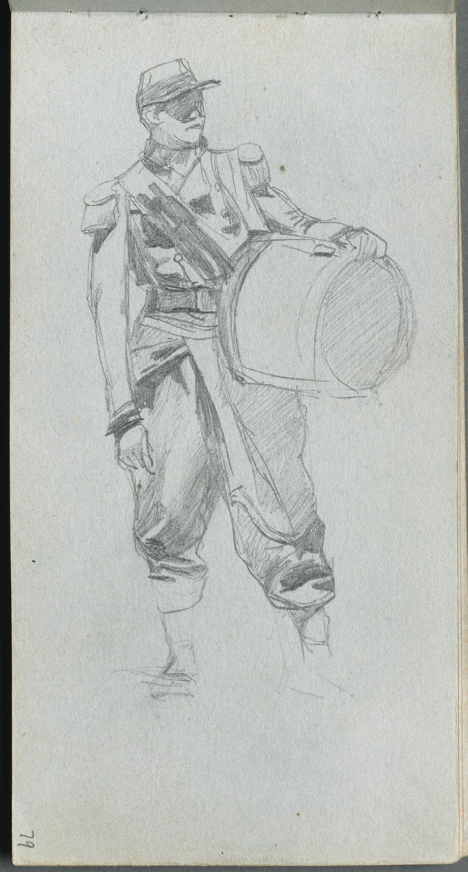 Carnet de croquis, page 79 : Soldat avec tambour - Jean Louis Ernest Meissonier