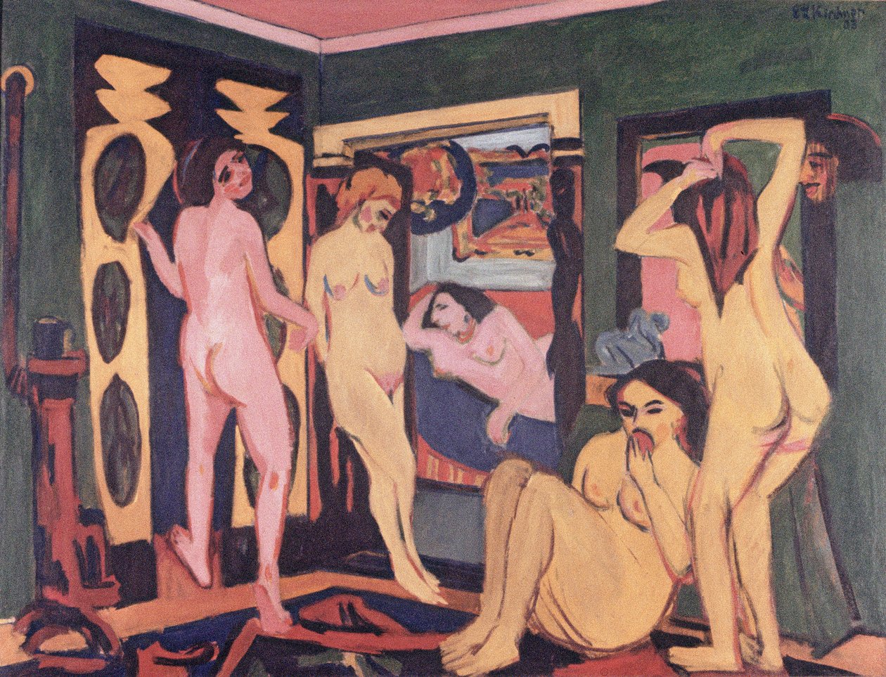 Baigneurs dans une pièce, 1908 - Ernst Ludwig Kirchner
