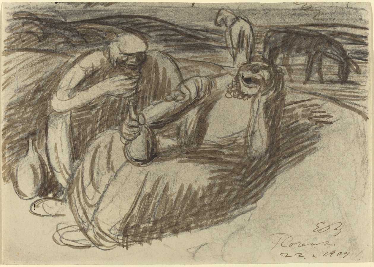 Paysans italiens avec des flacons de vin - Ernst Barlach