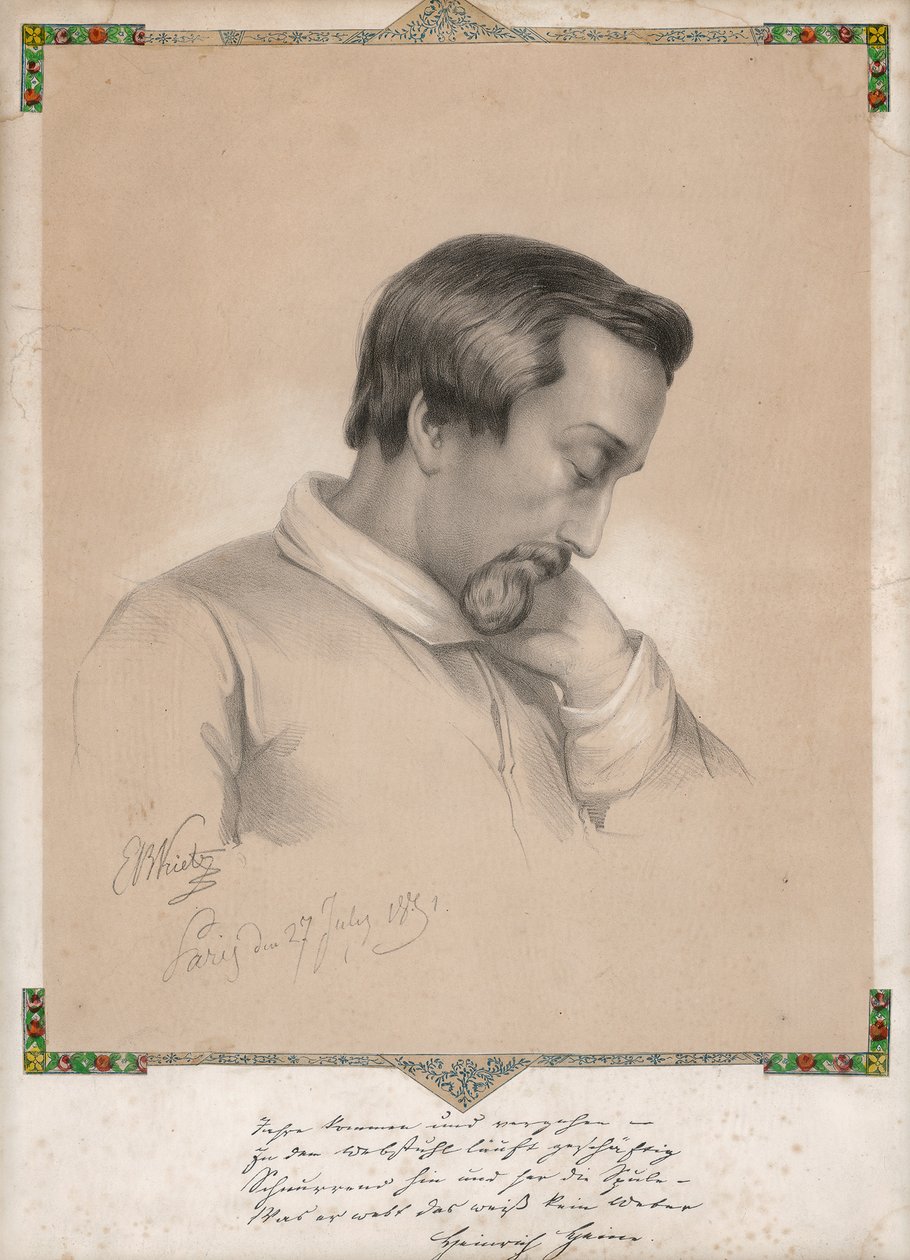 Julius Ernst Benedikt Kietz, Portrait de Heinrich Heine - Ernst Benedikt Kietz