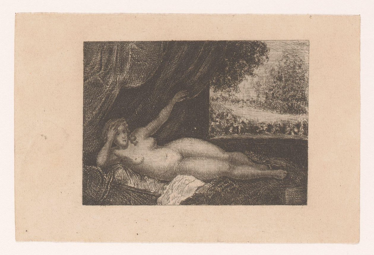 Femme nue allongée sur un lit de repos - Ernst Buschmann