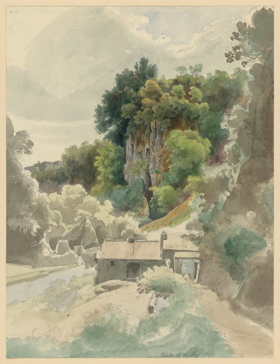 Vallée rocheuse et fluviale avec bâtiment près de Civita Castellana - Ernst Fries