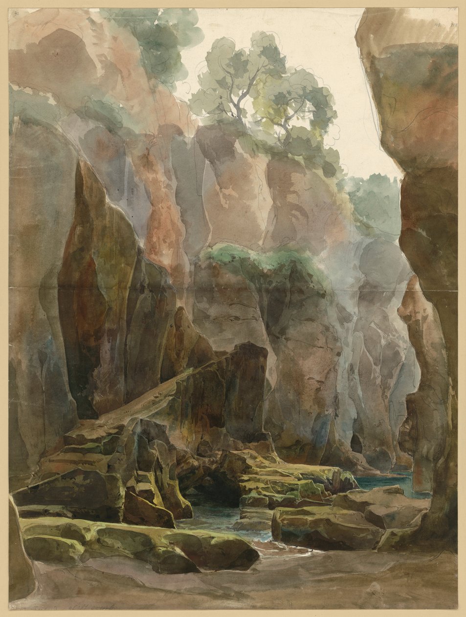 Gorge rocheuse avec un ruisseau près de Sorrente - Ernst Fries