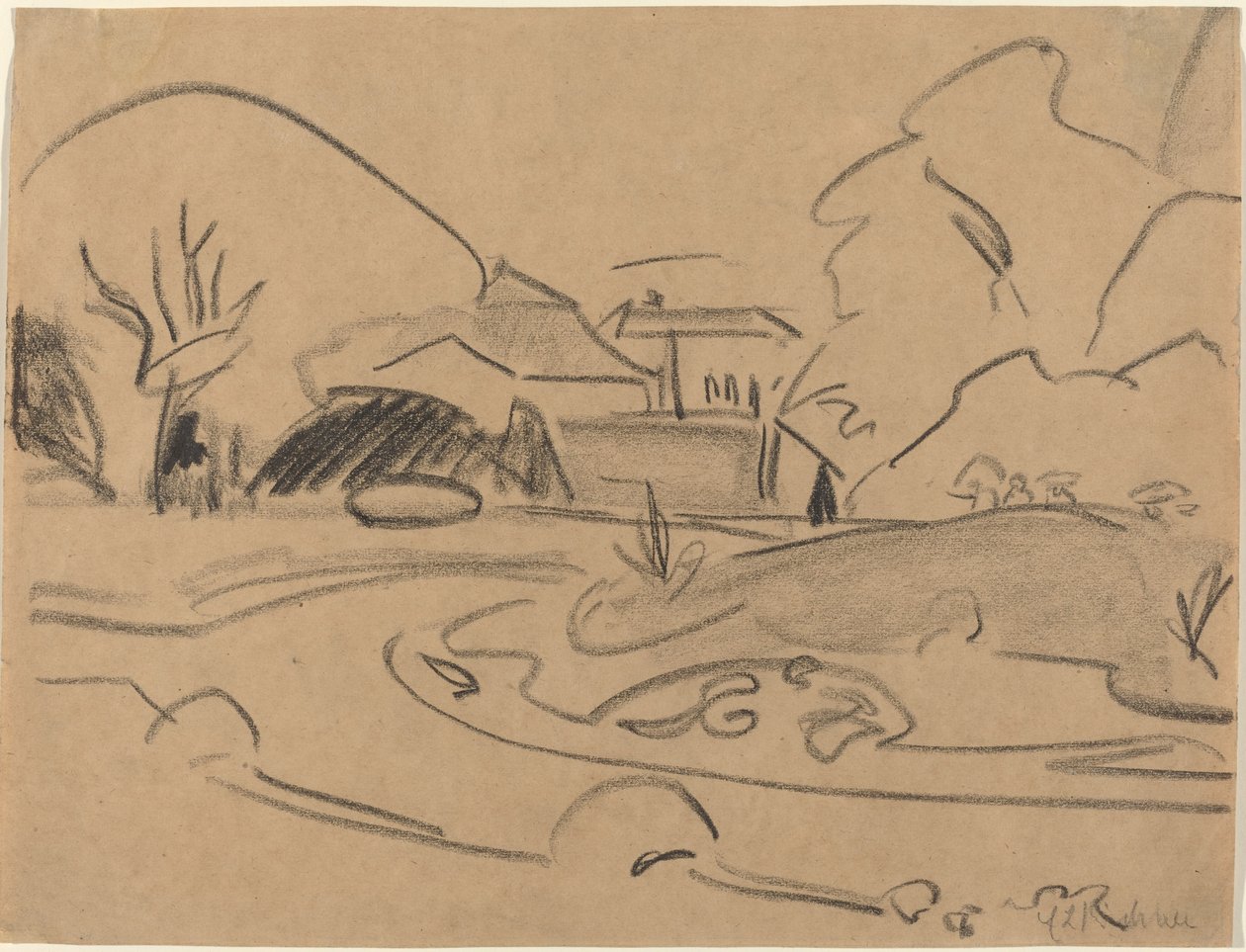 Sentiers et pavillon dans le Grosser Garten de Dresde, vers 1909 - Ernst Ludwig Kirchner