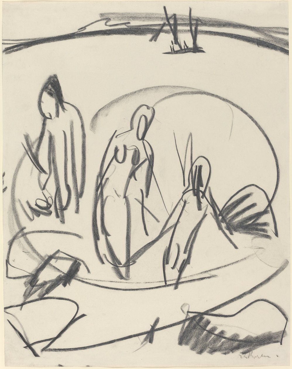 Trois baigneurs dans la mer - Ernst Ludwig Kirchner