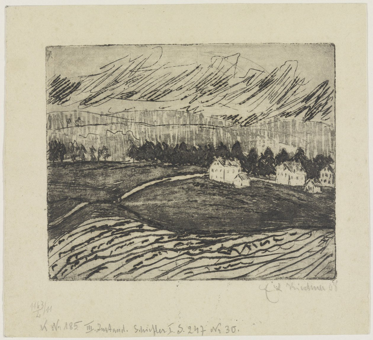 Champs et maisons dans les monts Métallifères - Ernst Ludwig Kirchner