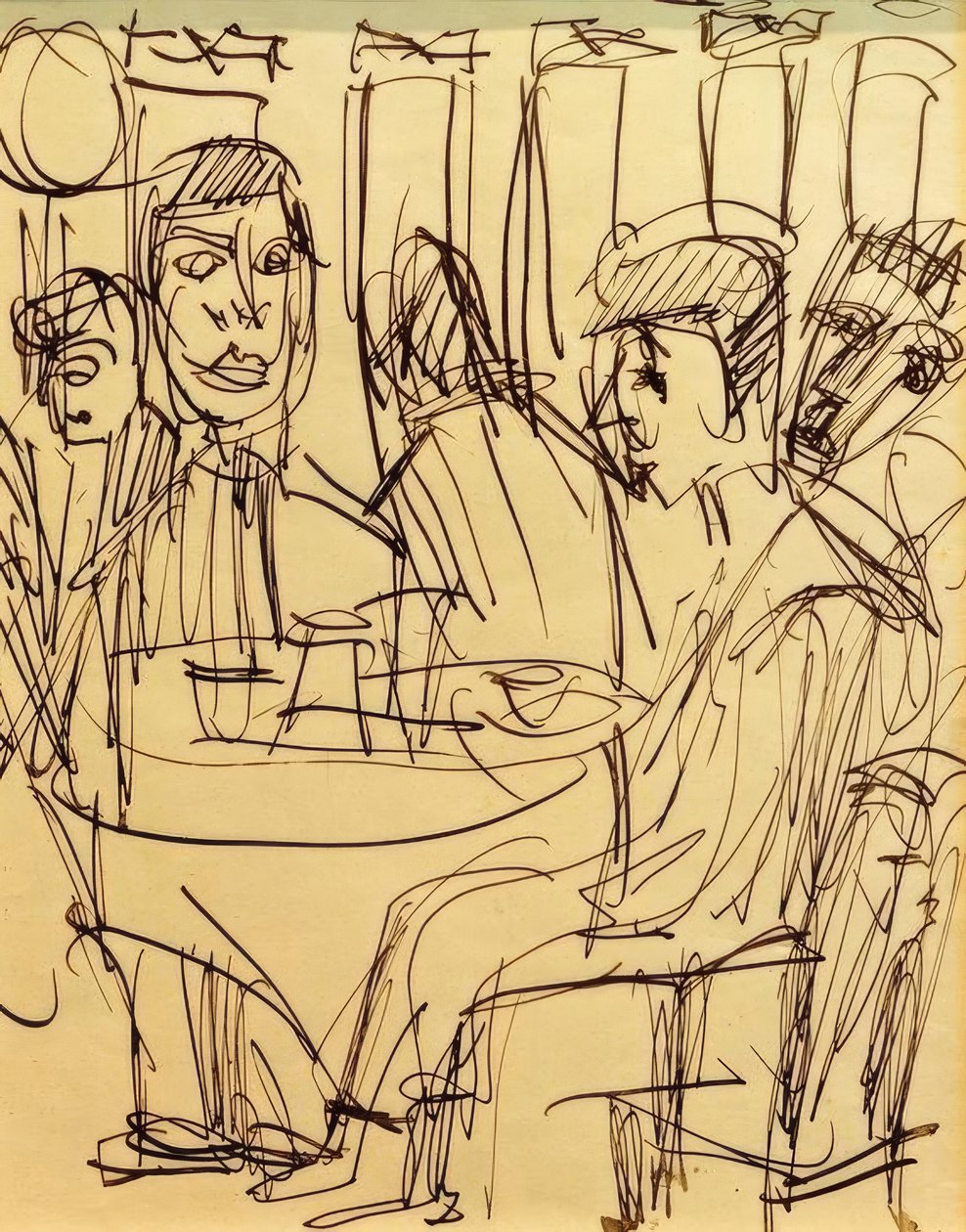 À la table du café - Ernst Ludwig Kirchner