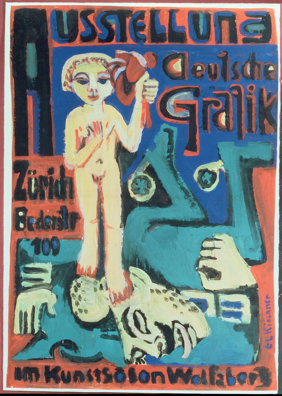Exposition, Graphique allemande au Kunstsalon Wolfsberg, c.1921 - Ernst Ludwig Kirchner