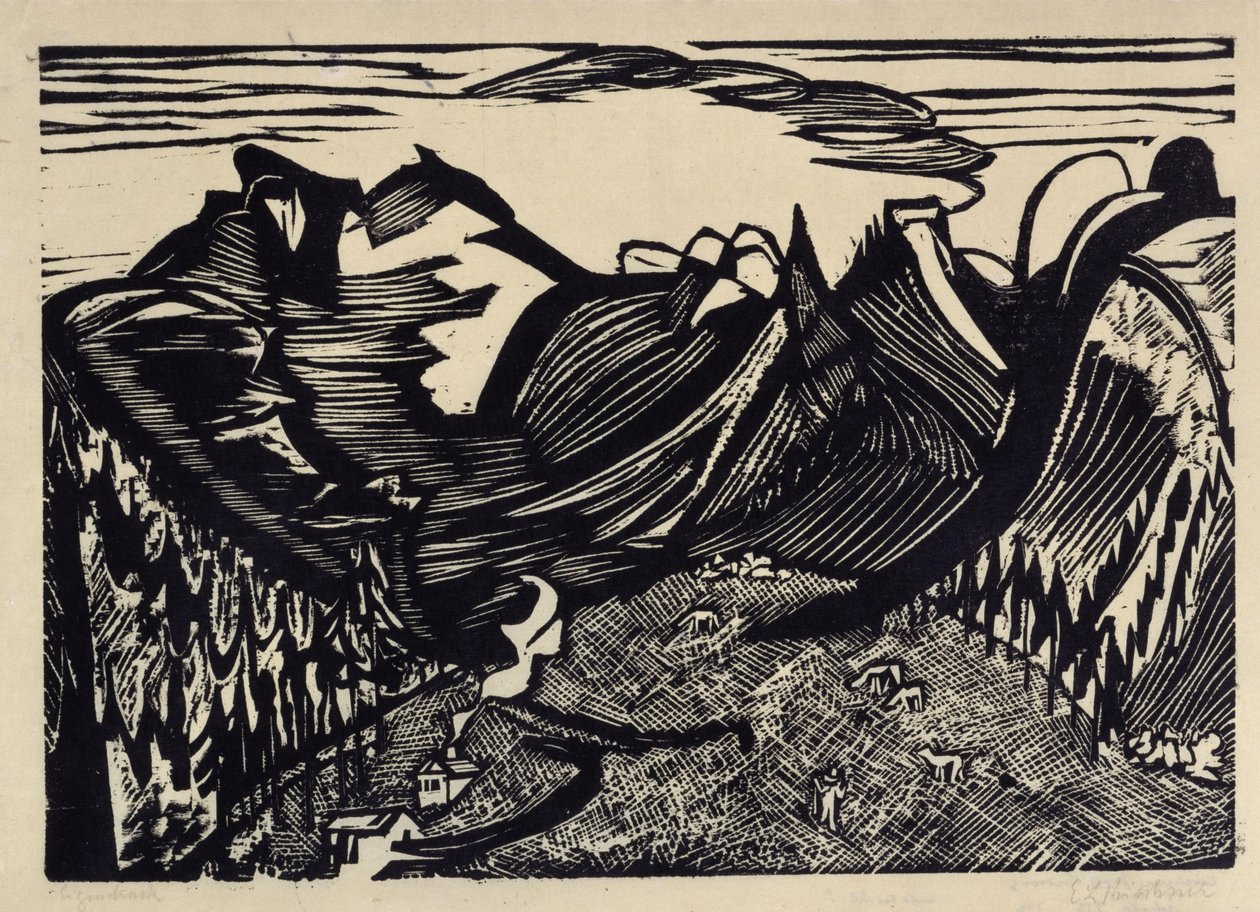 Paysage de montagne avec alp - Ernst Ludwig Kirchner