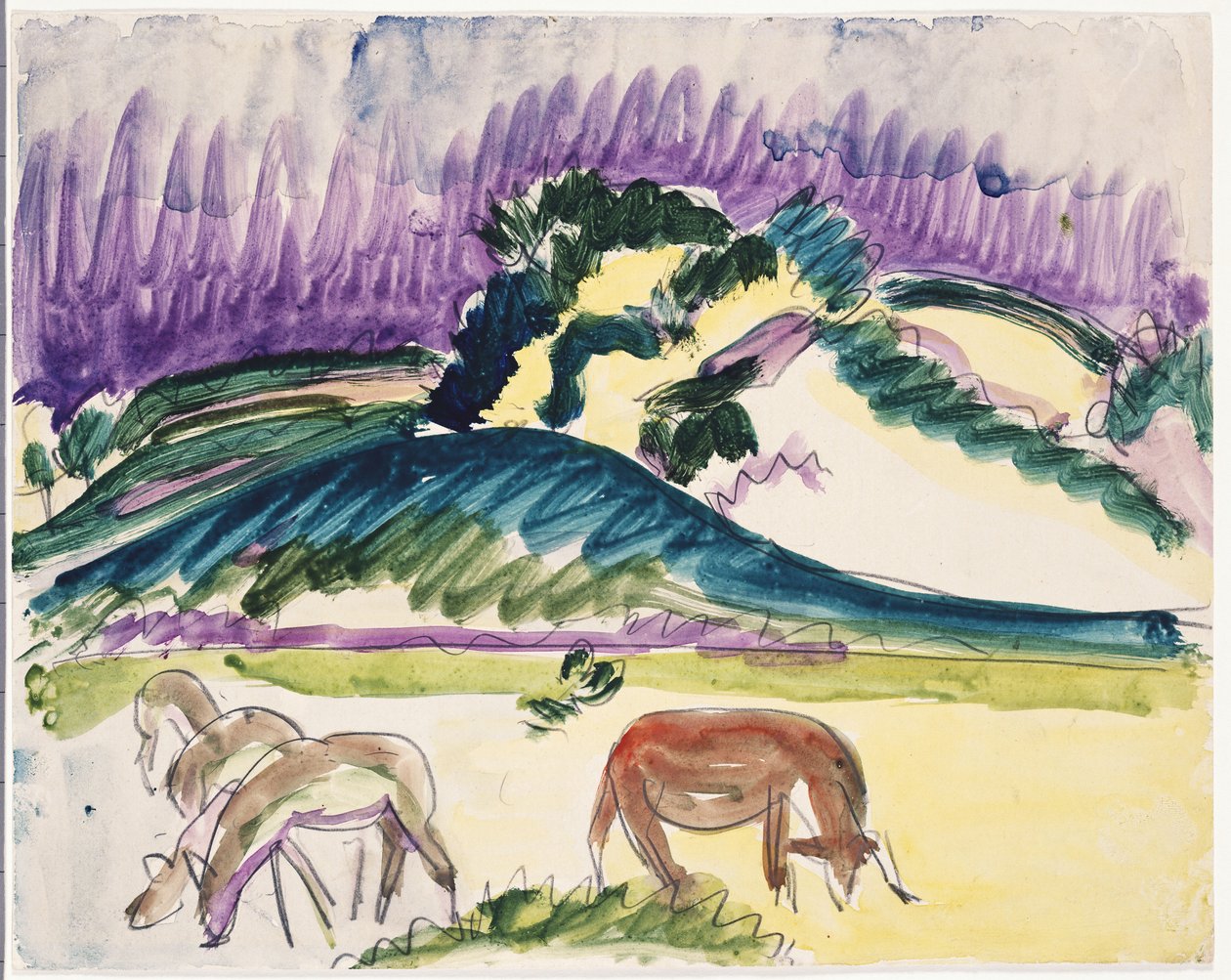 Vaches dans le pâturage près des dunes - Ernst Ludwig Kirchner