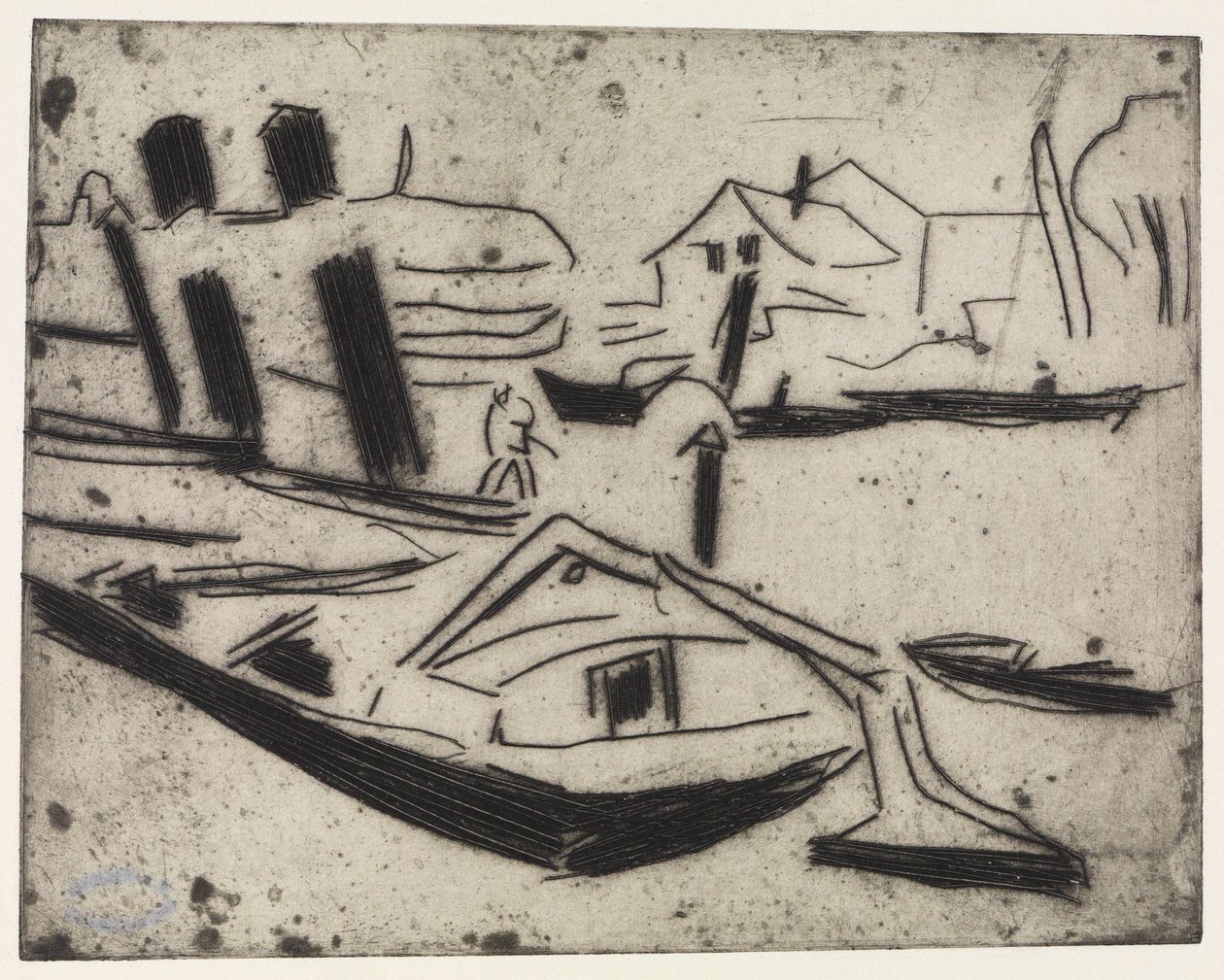 Elbzille avec tracteur à chaîne - Ernst Ludwig Kirchner
