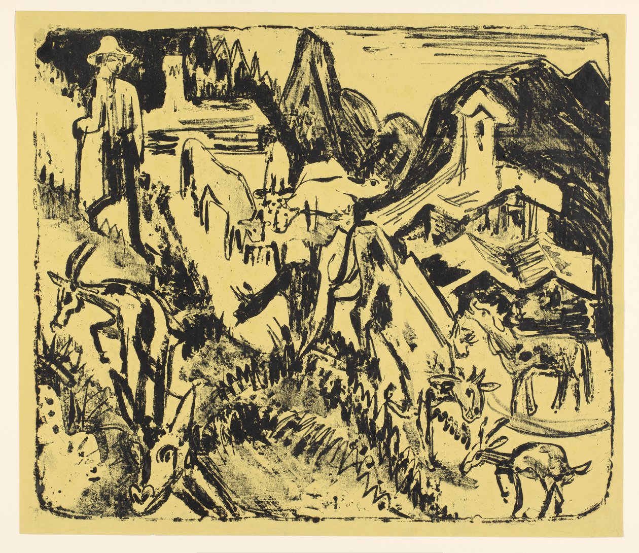 Chevrier avec son troupeau dans les montagnes - Ernst Ludwig Kirchner