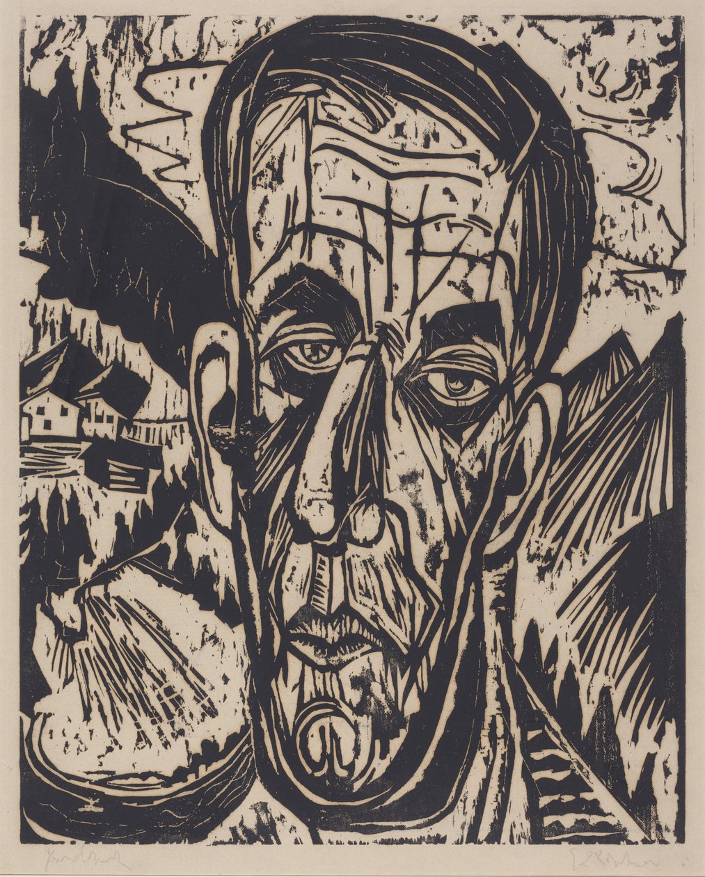 Head of van de Velde, Bright (Kopf van de Velde, Hell) - Ernst Ludwig Kirchner