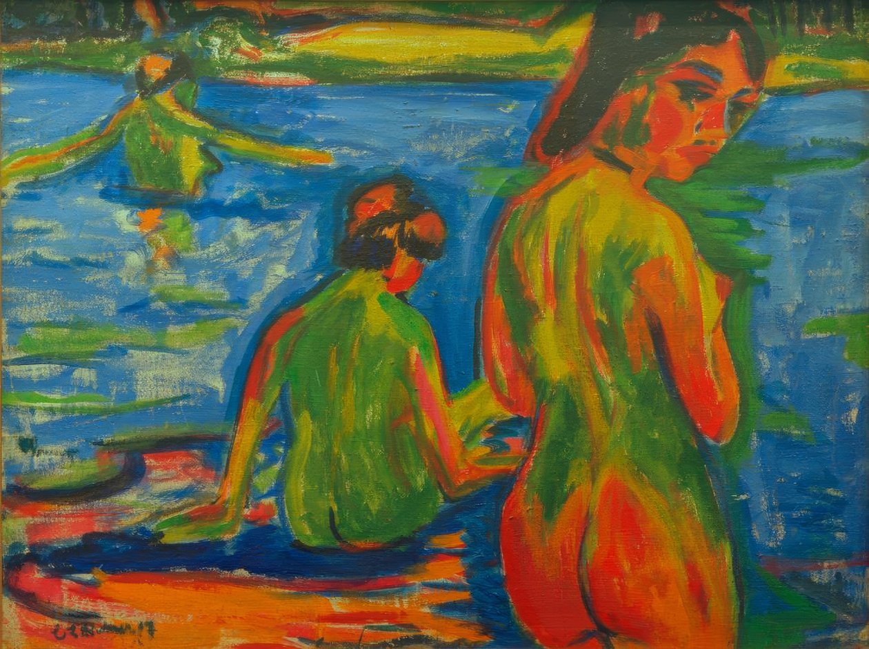 Jeunes filles se baignant dans le lac - Ernst Ludwig Kirchner