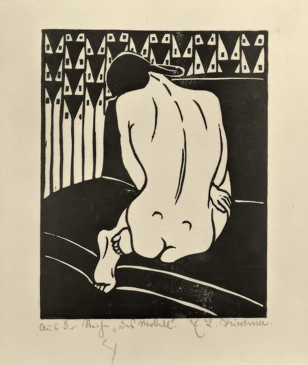 Nu accroupi, vu de dos - Ernst Ludwig Kirchner