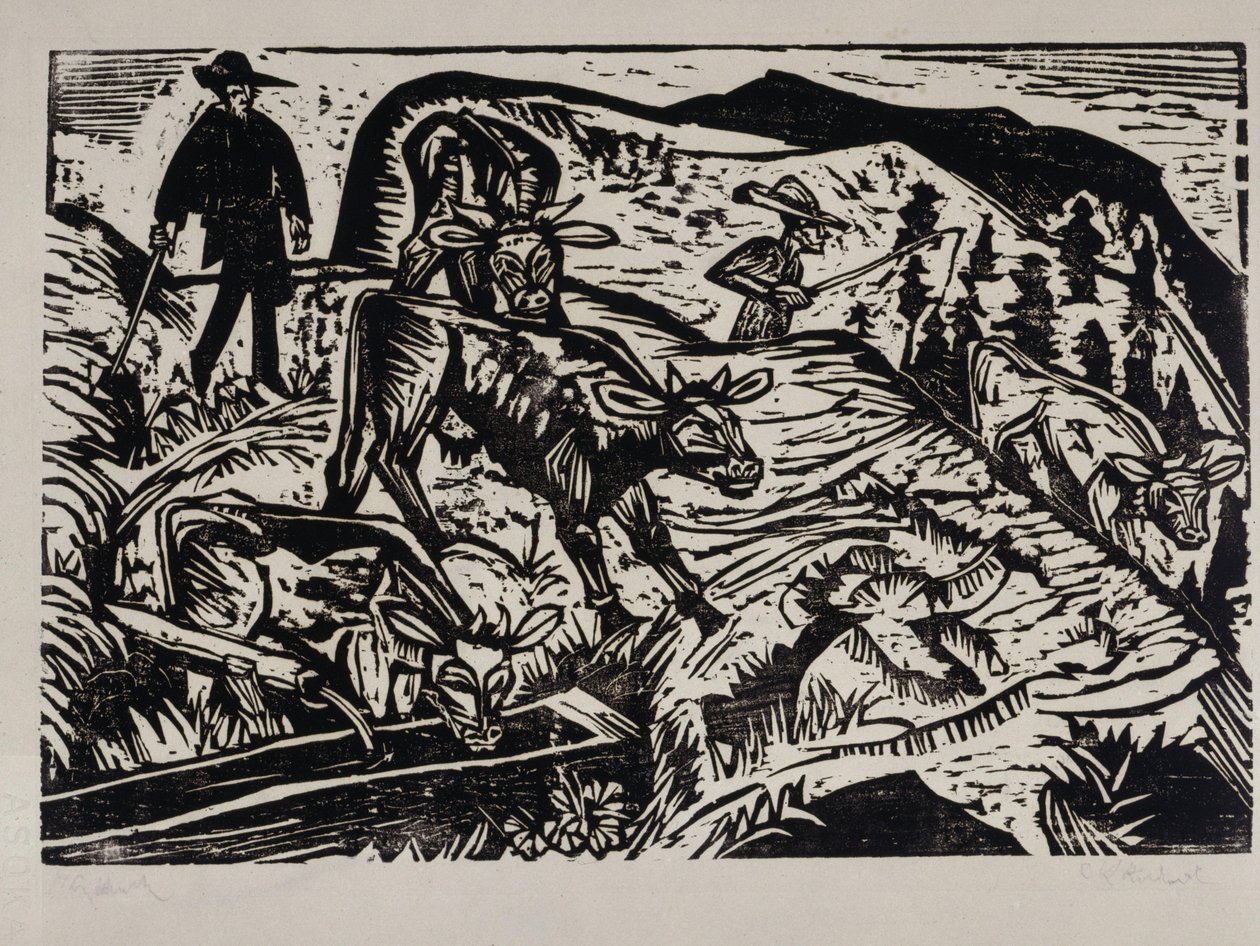 Vaches et gardiens de troupeaux - Ernst Ludwig Kirchner