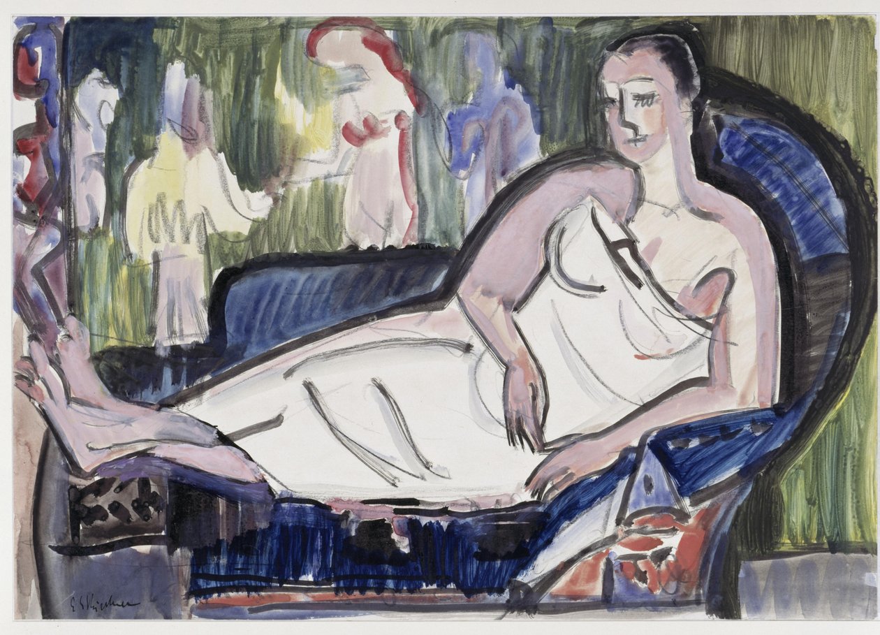 Femme allongée sur un canapé - Ernst Ludwig Kirchner