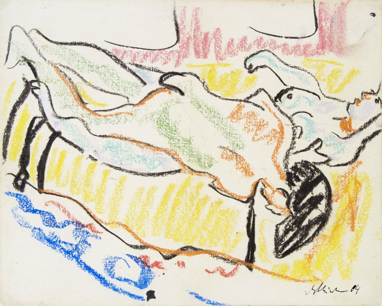 Couple amoureux en studio, Deux Nus, 1908-1909 - Ernst Ludwig Kirchner