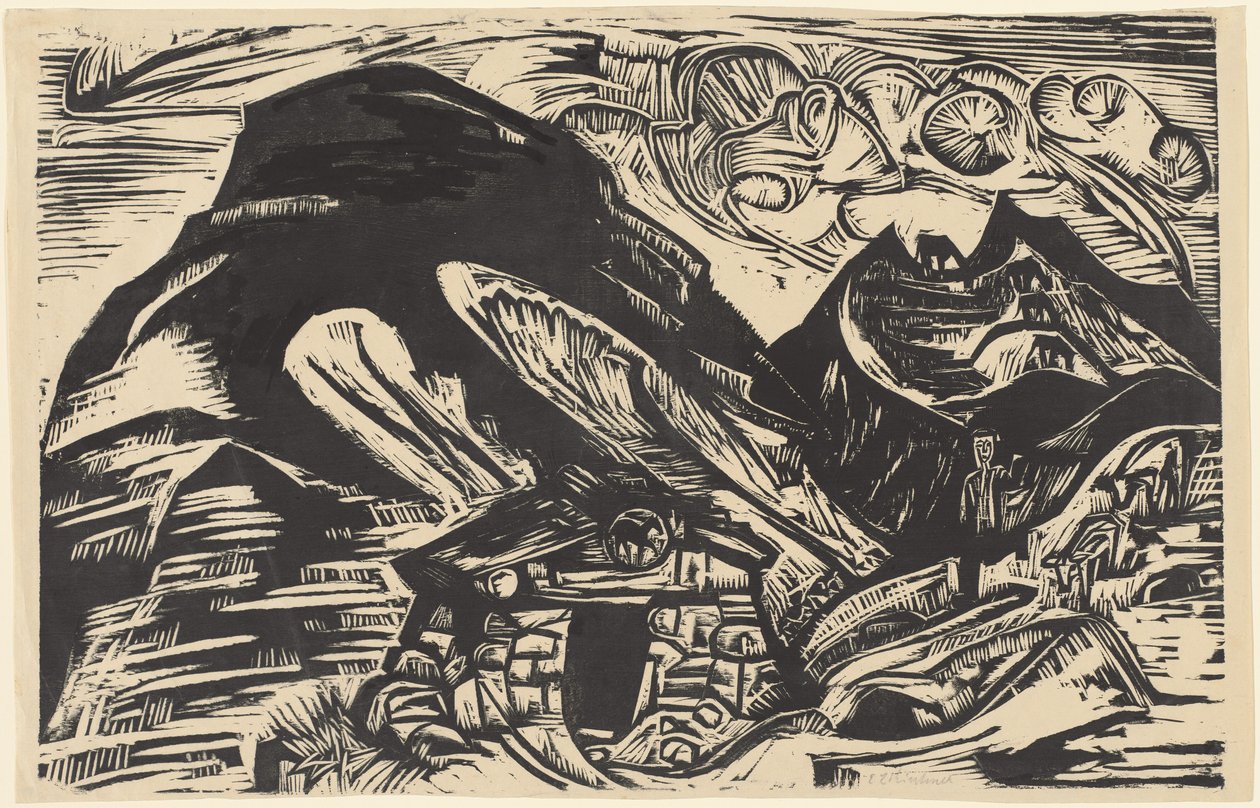 Montagnes avec une cabane de montagne - Ernst Ludwig Kirchner