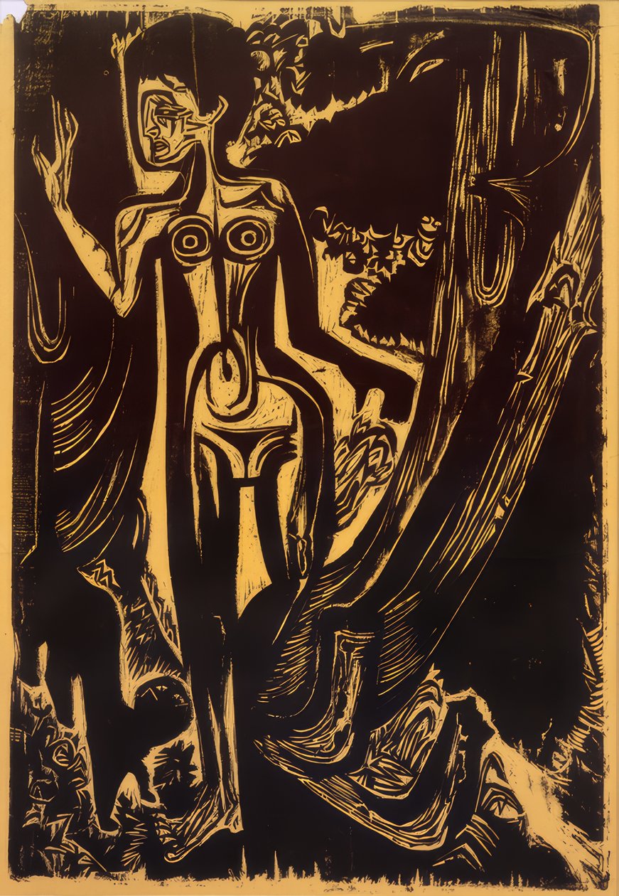 Femme nue dans la forêt - Ernst Ludwig Kirchner