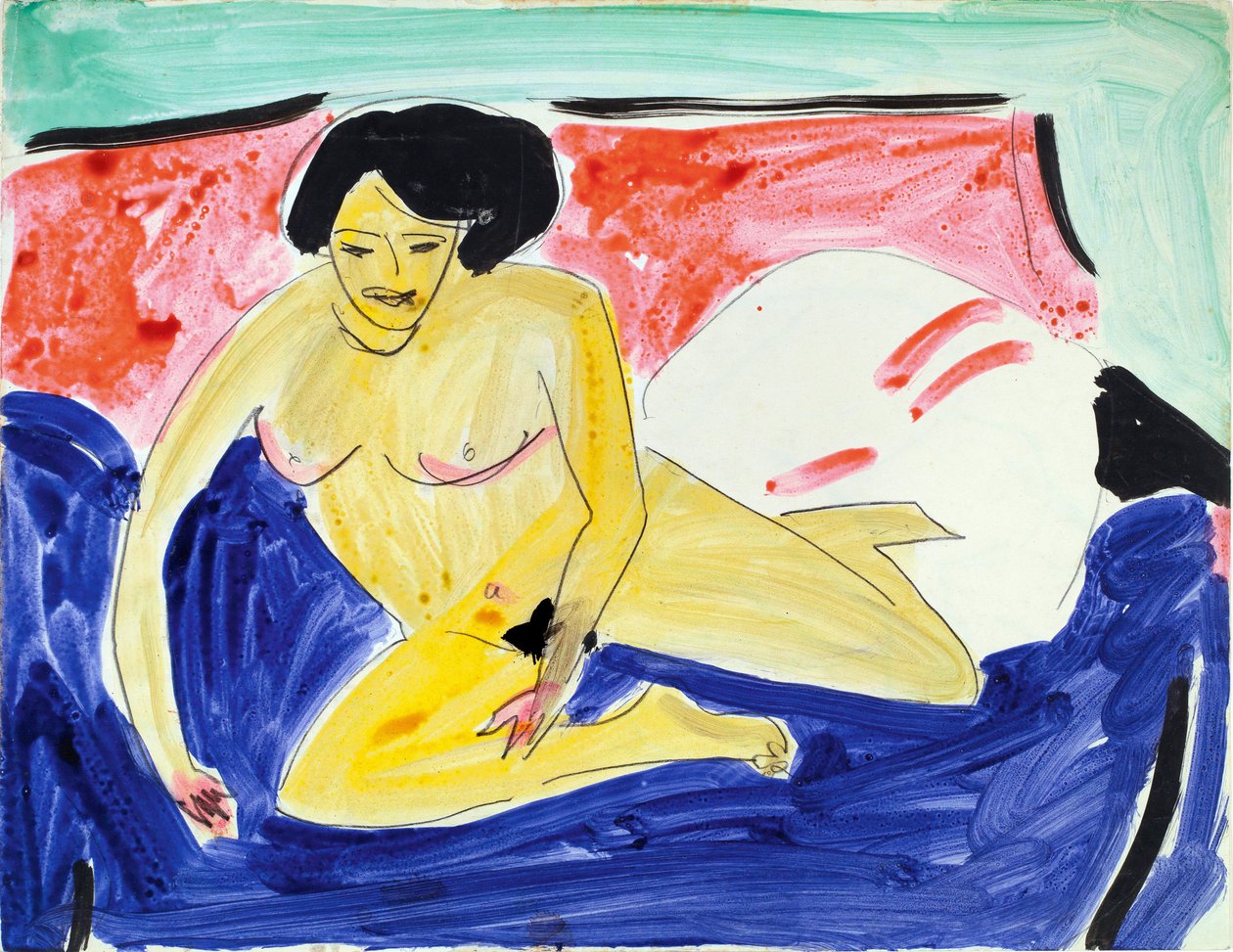 Nu assis sur un divan - Ernst Ludwig Kirchner