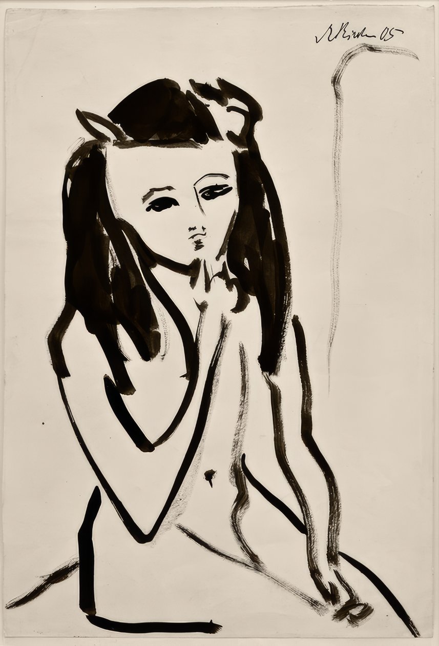 Sans titre (Fränzi nue, la main au menton) - Ernst Ludwig Kirchner